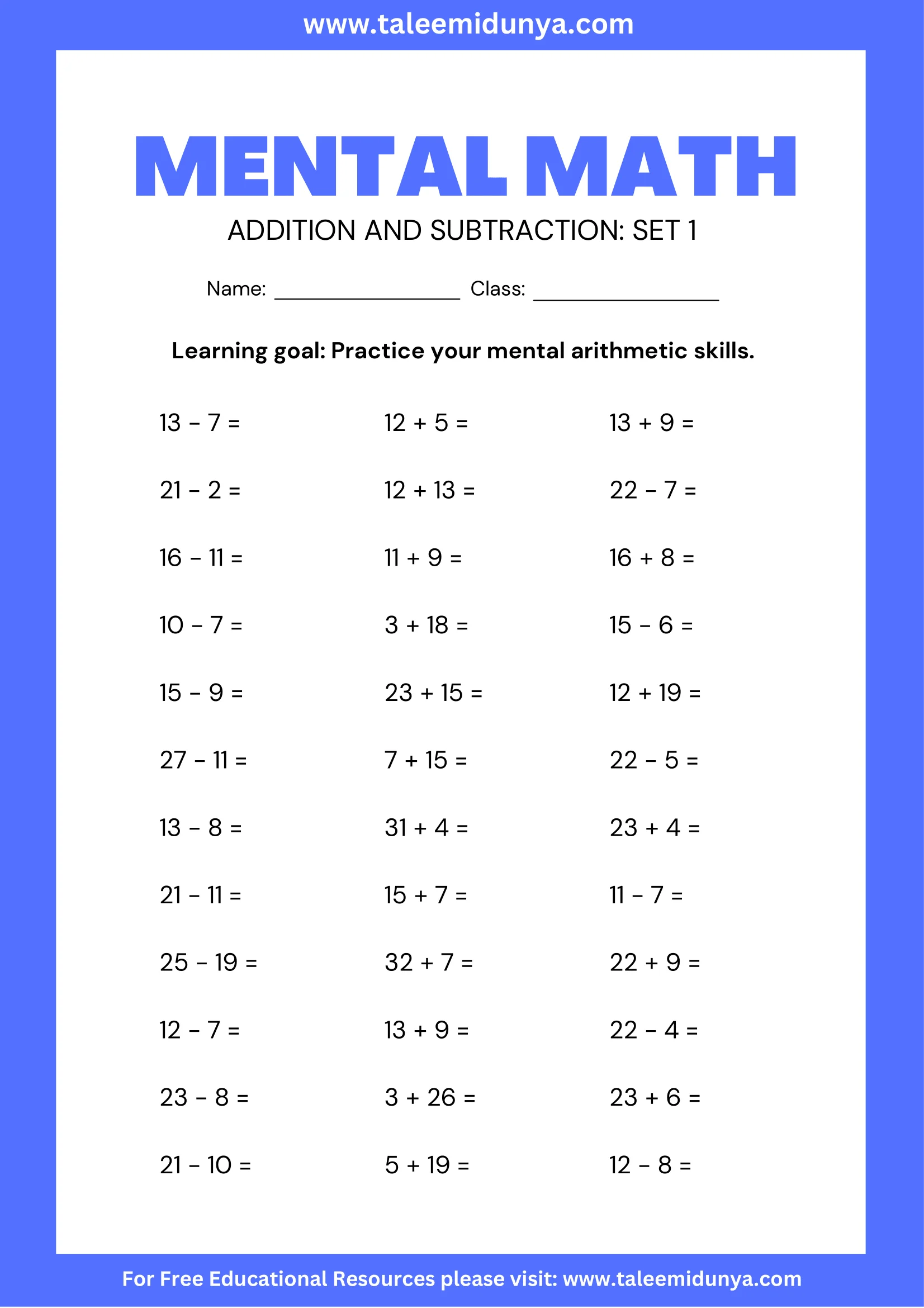 Pastel Addition and Subtraction